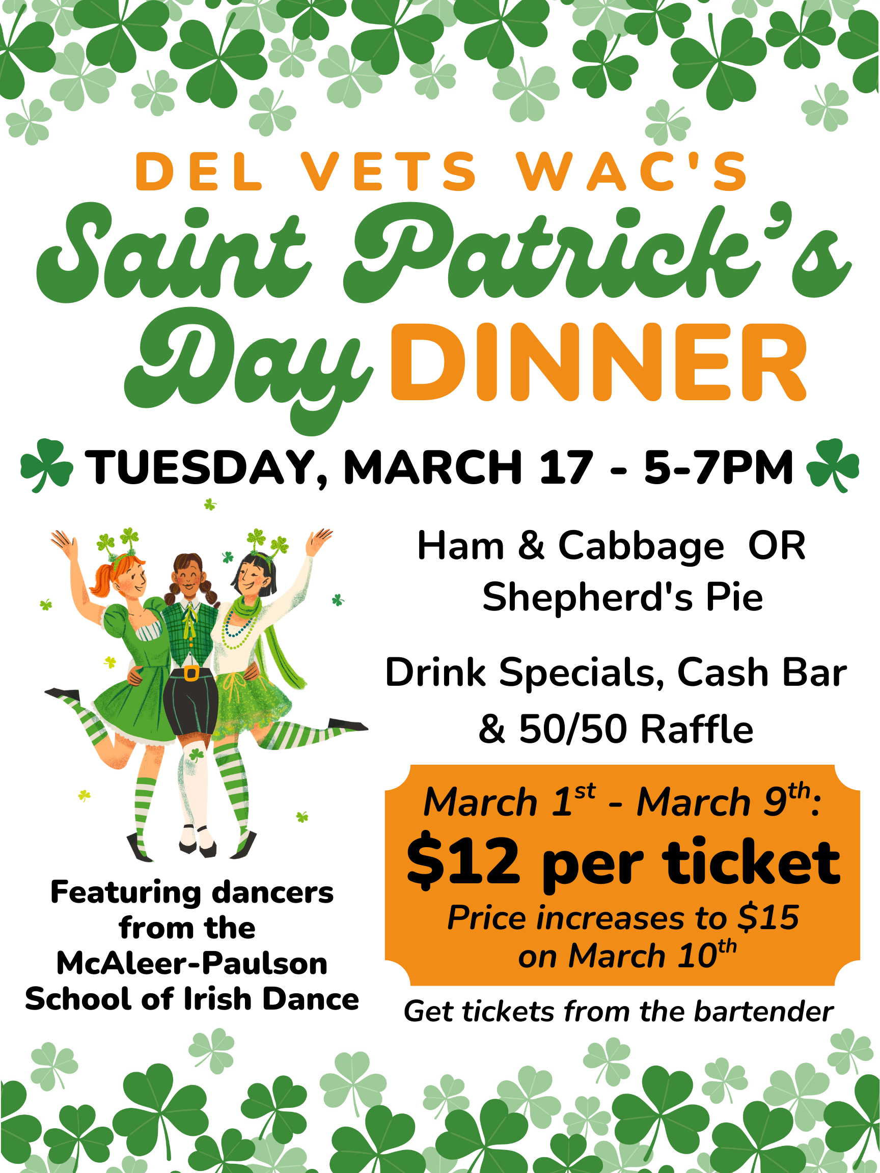WACS St Patrick's Day Dinner
