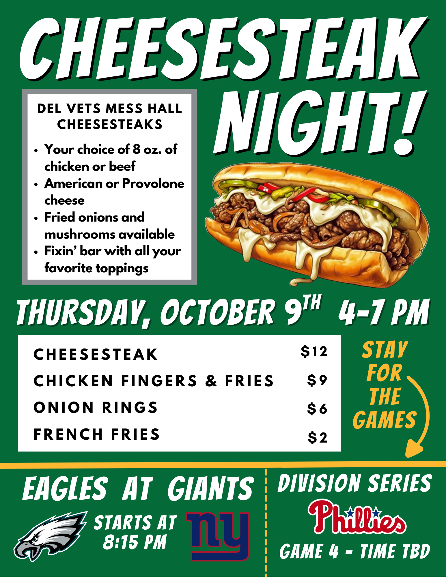 CHEESESTEAK NIGHT