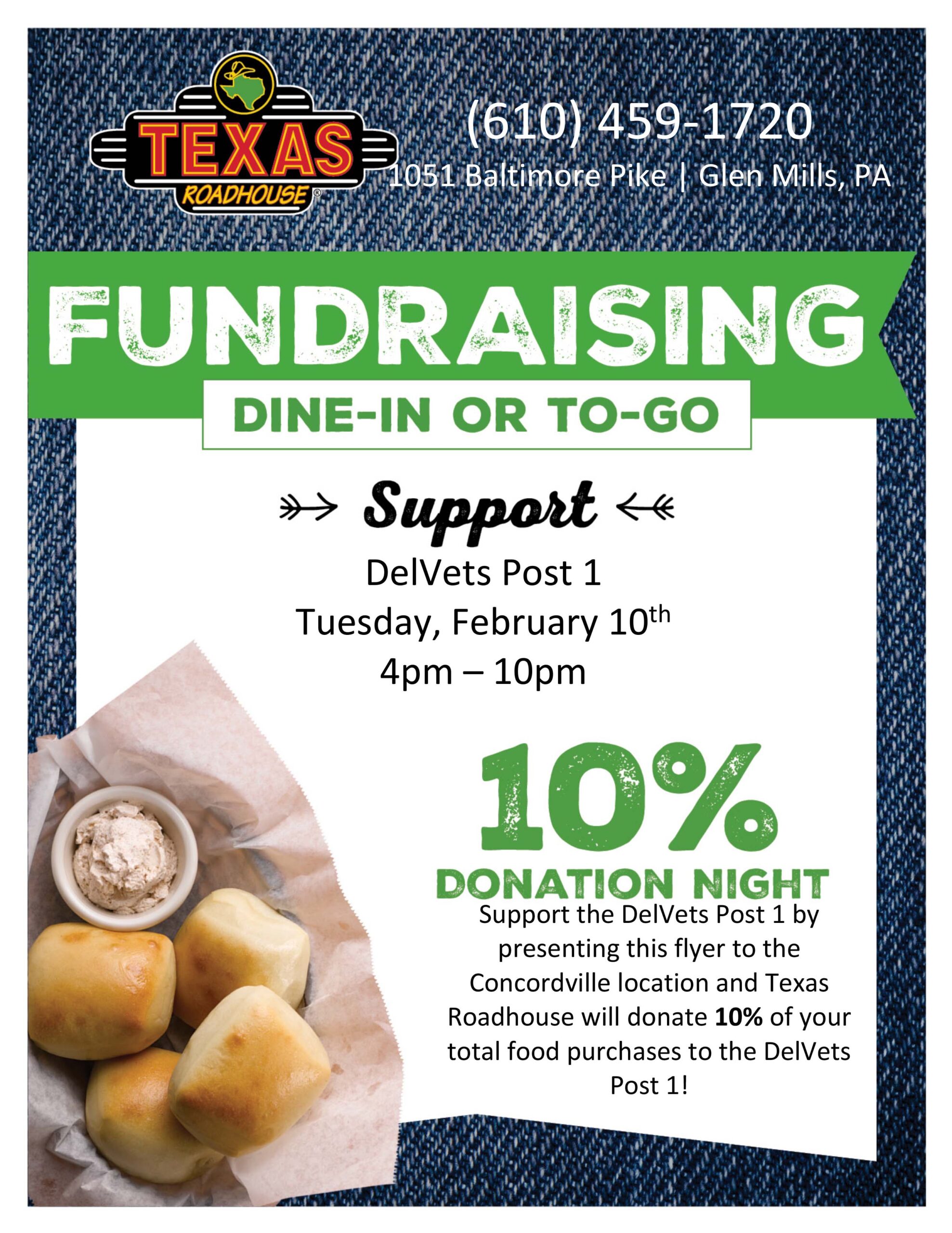 DelVets Fundraiser at Texas Roadhouse