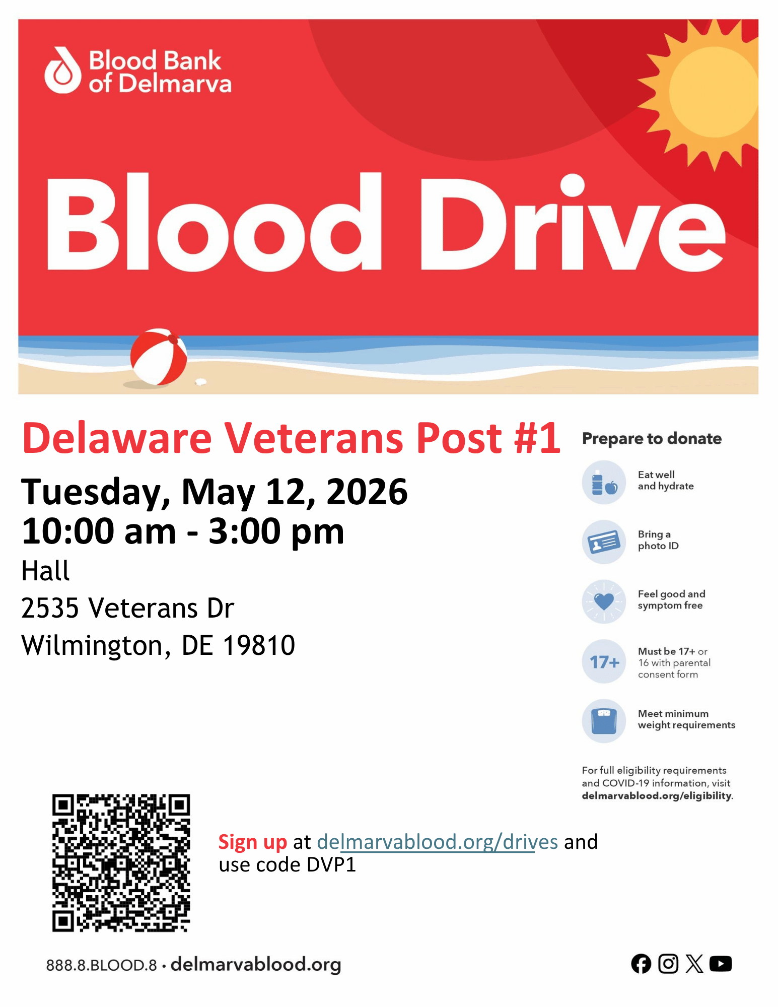Blood Drive at Delaware Veterans Post #1