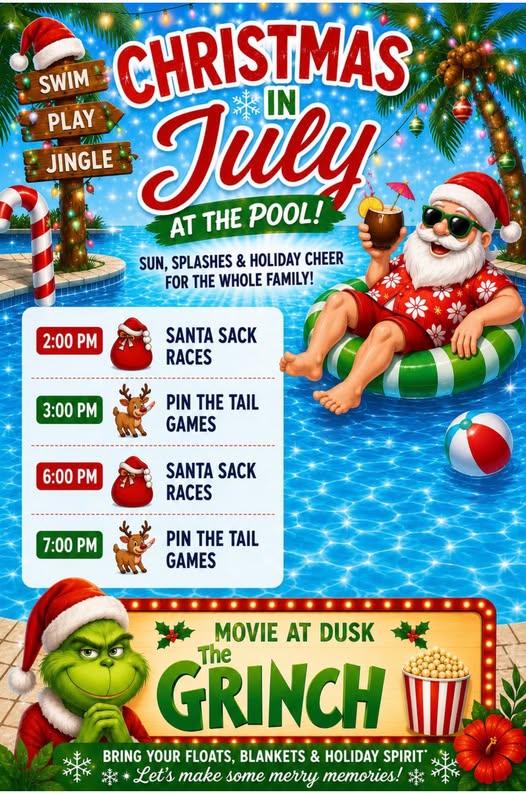 Christmas in July at the Pool