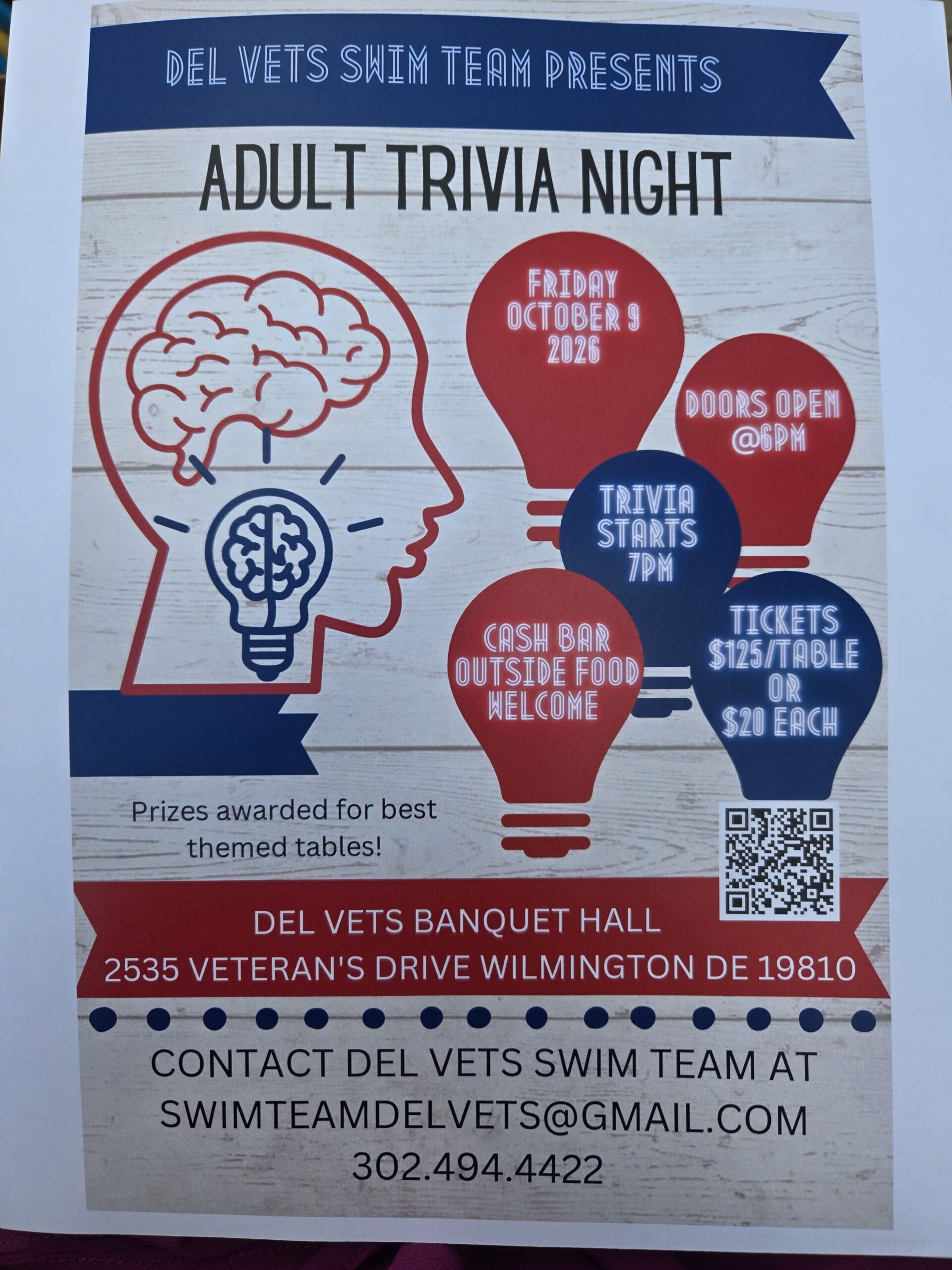 Del Vets Swim Team Adult Trivia Night